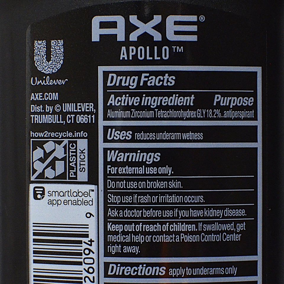 2x Axe Apollo Salvia y Madera de Cedro 48H Antitranspirante 2.7oz Barra Sólida Protección contra Olores Foto 4 de 4