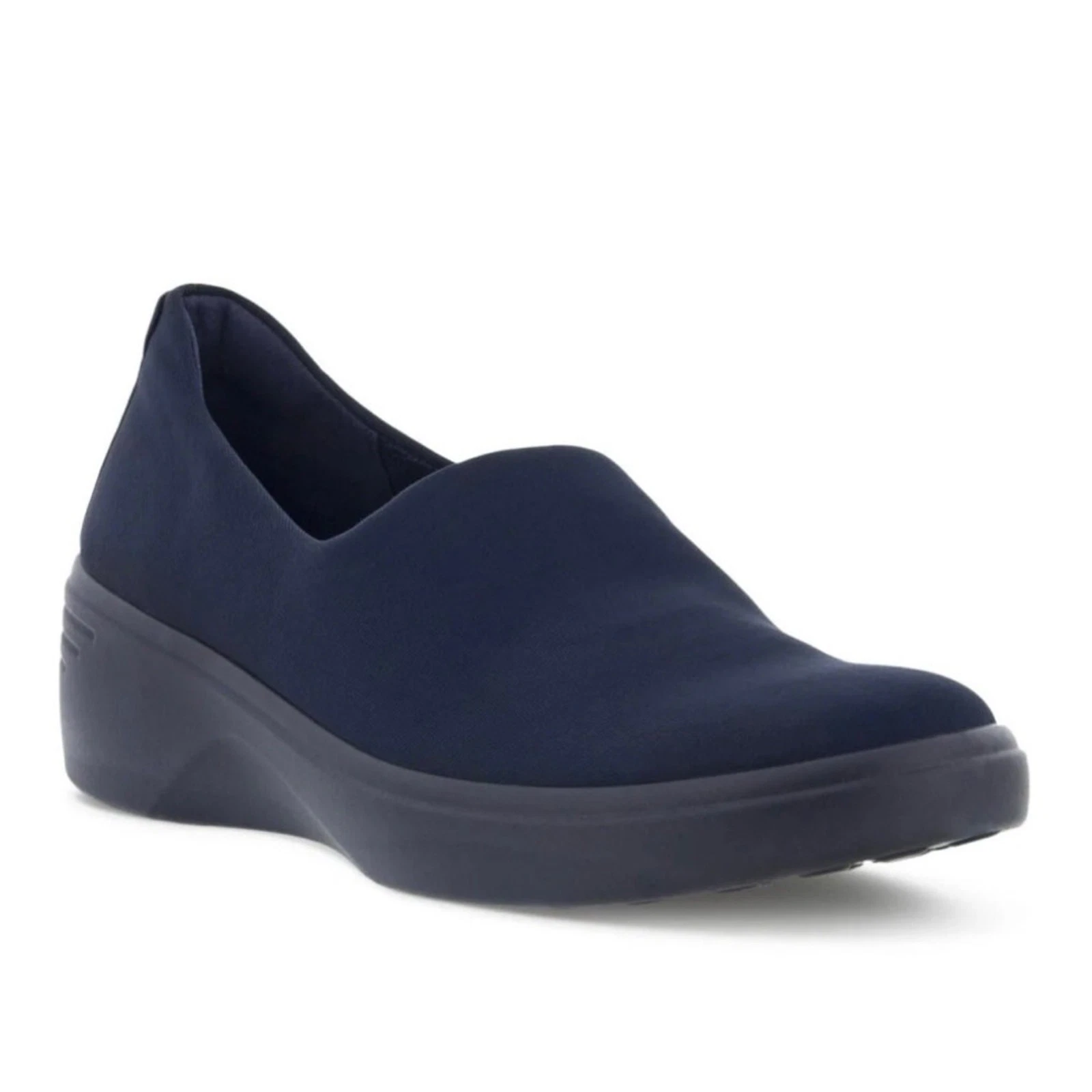 Mocassini donna Ecco tg 9 5 neri zeppa slip on morbidi elasticizzati in maglia comodi
