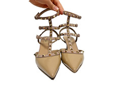 Valentino Garavani Rockstud Patent Leather T-Strap Pumps 38.5