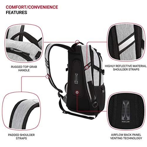 SWISSGEAR 3598 BACKPACK NARROW, 18-INCH -LIGHT GRAY HEATHER - Image 2 of 4