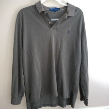 Vintage Ralph Lauren Olive Green Long Sleeve Polo Made In USA Has Flaws