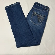 Jag Jeans Women’s Size 12 High Rise Straight Leg Dark Wash Embellished Pockets