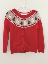 Mini Boden Girls Snowman Fair Aisle Holiday Cardigan - size 5-6