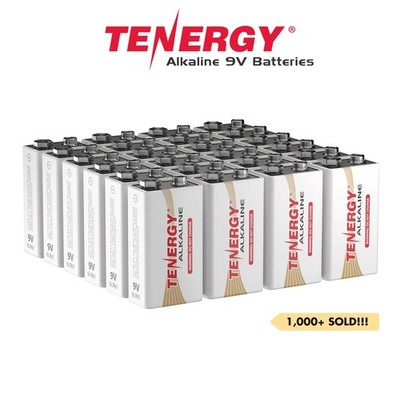 Tenergy 9V Alkaline Battery 6LR61 10 Year Shelf Life Bulk Quantity Lot