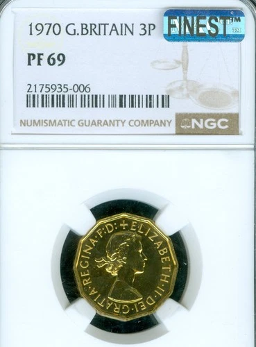 1970 GREAT BRITAIN 3 PENCE NGC PF69 MAC FINEST GRADE & SPOTLESS .