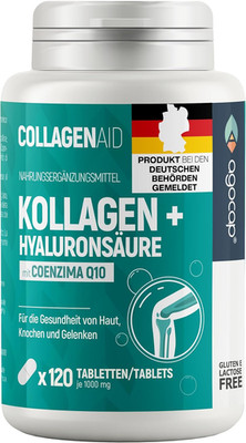 Kollagen Kapseln - Hyaluronic Acid & Collagen Komplex, 120 Kapseln. Enriched wit