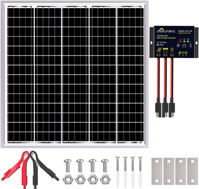 SOLPERK Solar Panel Kit 50W 24V, Intelligent Waterproof 10A PWM Controller, Home