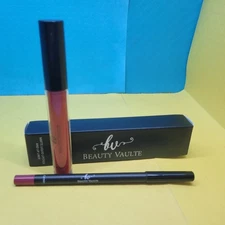 Beauty Vaulte Erupt Lip Set Liquid Matte Lipstick + Liner Natty Nat Carmin BNIB