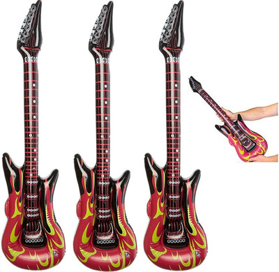 Red Hot Fiery Flame Rock Inflatable Guitar (3 Pack) Rock Star Style. 42''. Vinyl.