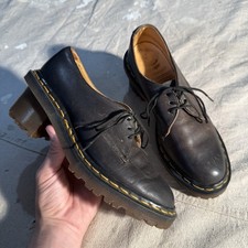 Vintage Dr Martens Platform Oxford Boots Brown Leather Made In England Us Size 5