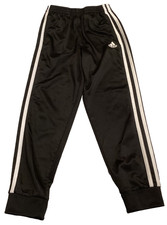 Adidas Boys Girls Black White Stripe Track Jogger Athletic Pants 7 Elastic Waist