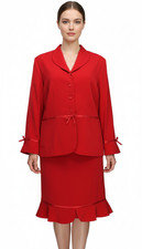 Vintage Danny Nicole New York Red 2 Piece Skirt Suit Button Jacket Size 18W