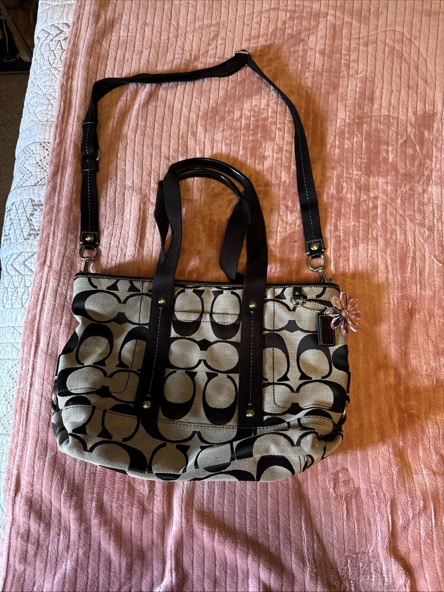 Coach Kyra Signature Handbag Black Purse Shoulder Bag F18855 | eBay