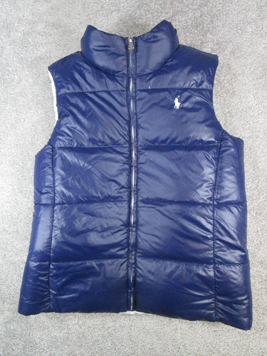 Polo Ralph Lauren Vest Youth Boys Medium White Blue Down Reversible Puffer - Picture 3 of 13
