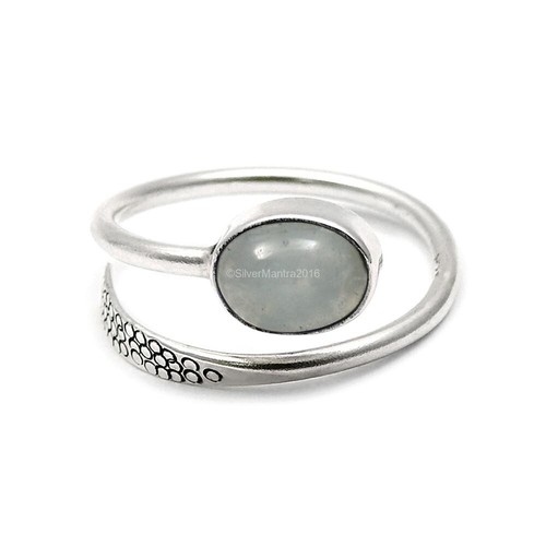 Corona Chakra Piedra Lunar Sólida Plata Esterlina 925 Bisel Banda Anillo Talla K 1/2 - Imagen 3 de 9