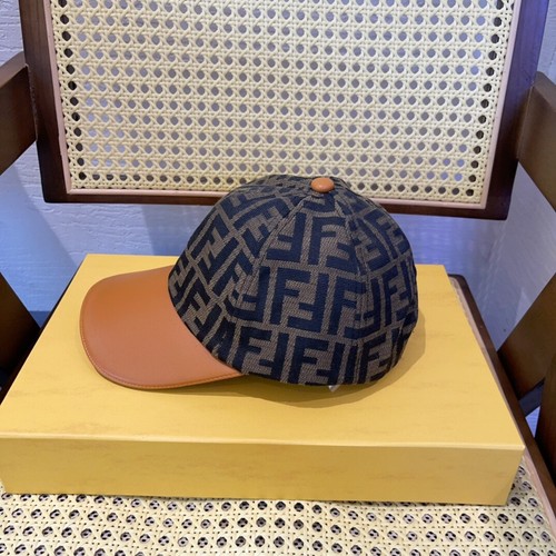 FENDI New Double F Patchwork Leather Baseball Cap - Picture 3 of 9