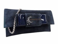 Borsetta donna borsa clutch a mano da sera cerimonia pelle Annaluna 194 blu