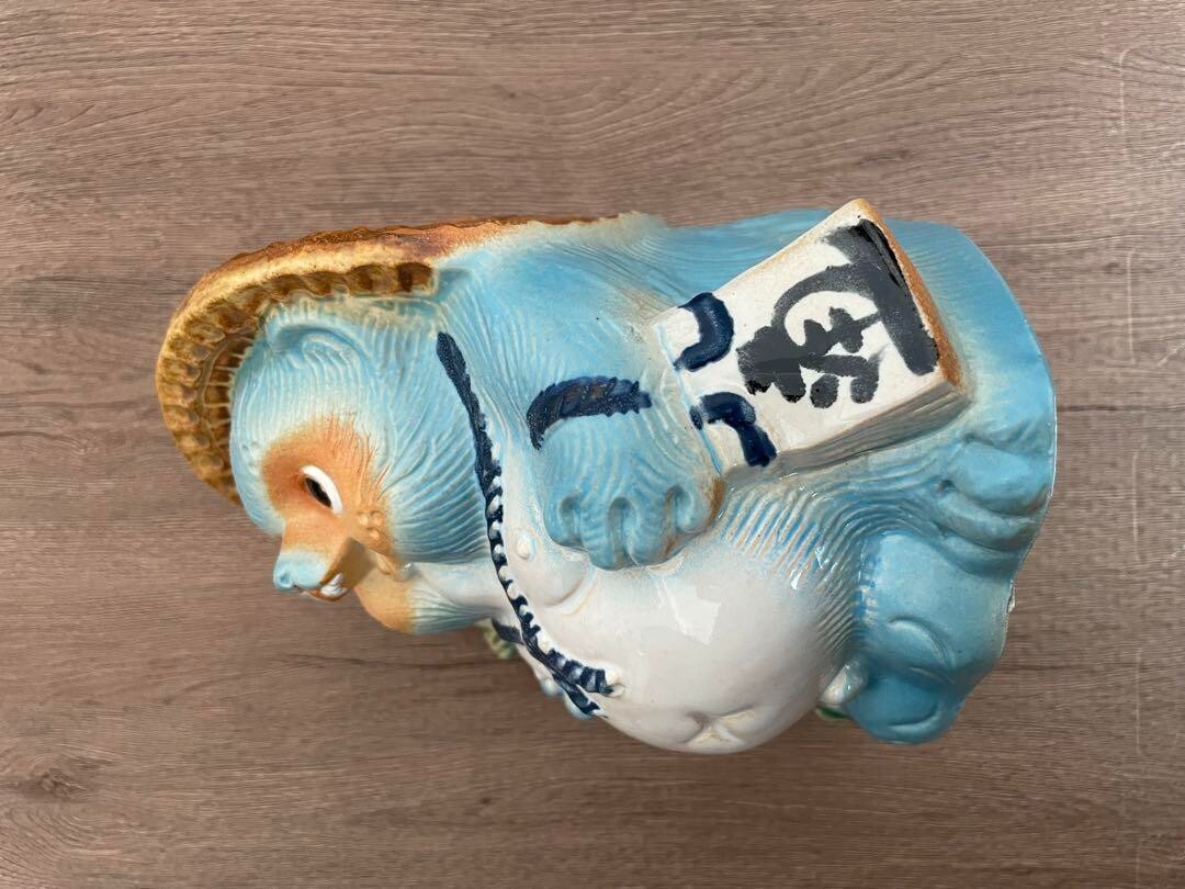 Tanuki Shigaraki yaki ware Chinese Racoon Dog Neo Tanuki Blue