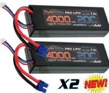 PowerHobby 2S 4000mAh 20C Lipo Battery w EC3 Plug (2) : ECX 4WD Ruckus
