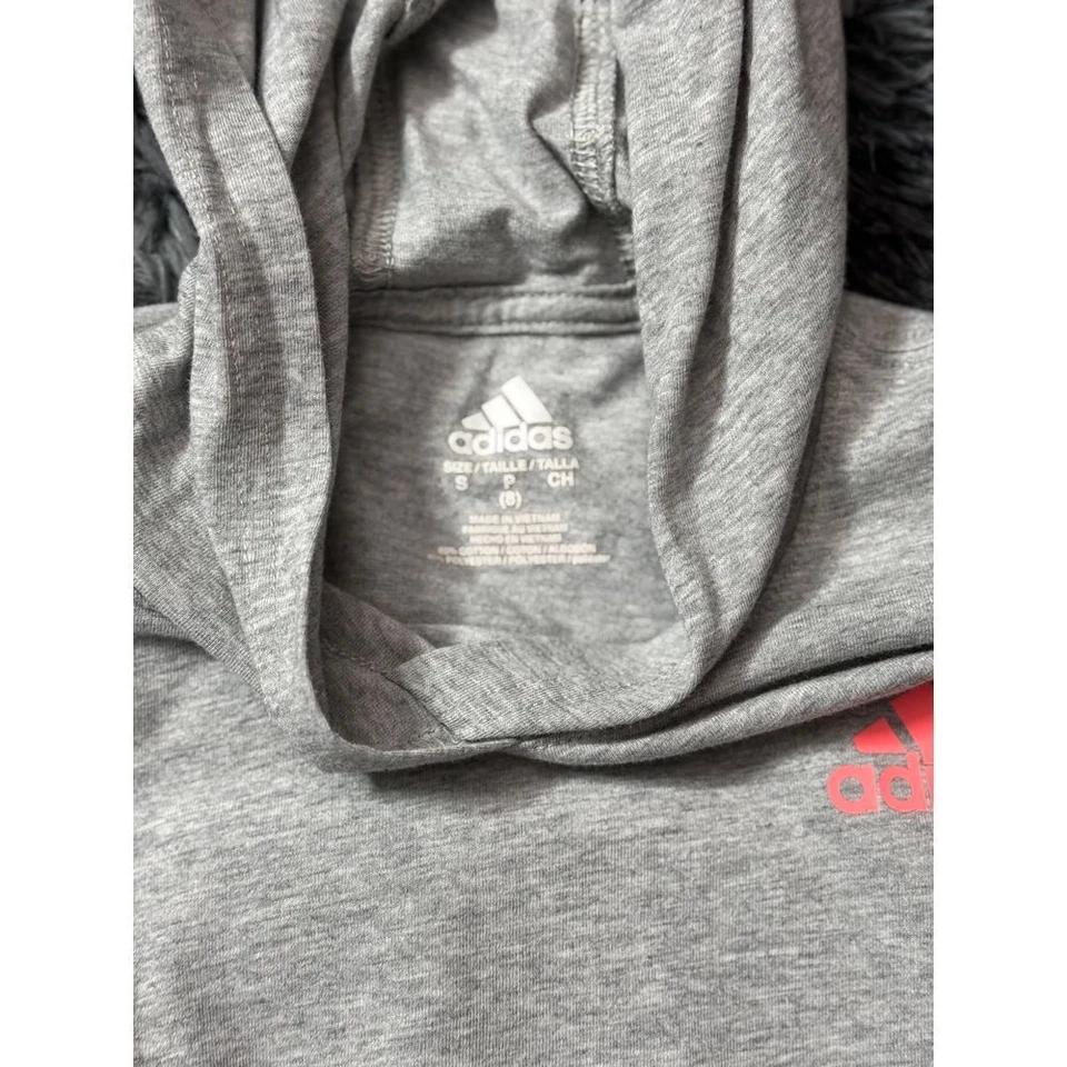 Adidas Niñas Multicolor Logo Manga Con Capucha Manga Larga Camisa Atlética Gris CH Foto 2 de 3