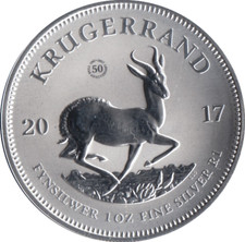 Sterling Silver Proof 1oz Coin Krugerrand 50th Anniversary 2017 SA Mint + COA