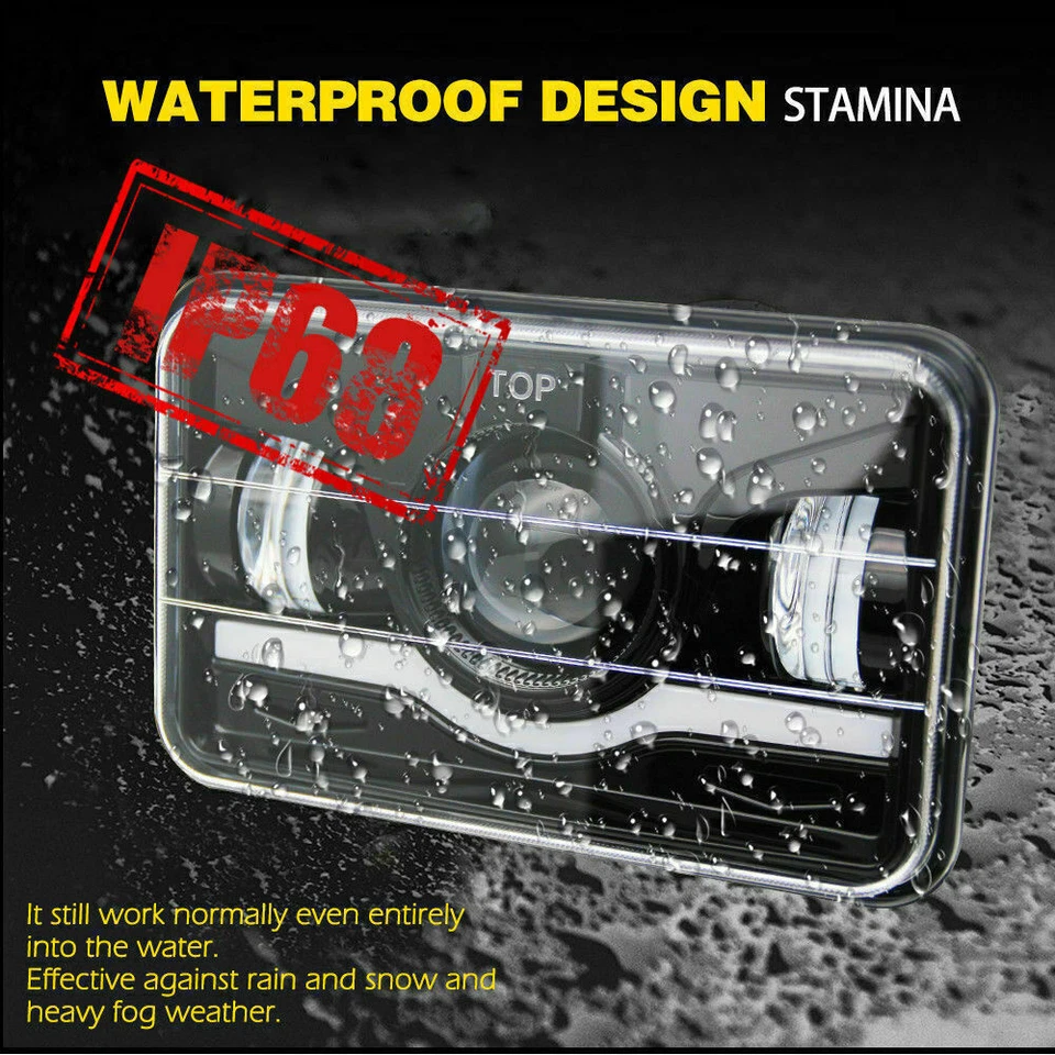 For Dodge B250 B350 1981-1994 2PCS 4x6" LED Headlights DRL High/Low Beam DOT Foto 2 de 4