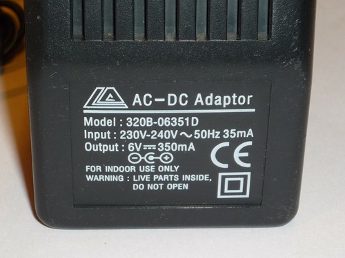 GENUINE LA ADAPTER POWER SUPPLY ADAPTOR 6.0V 350mA 320B-06351D - Picture 3 of 3