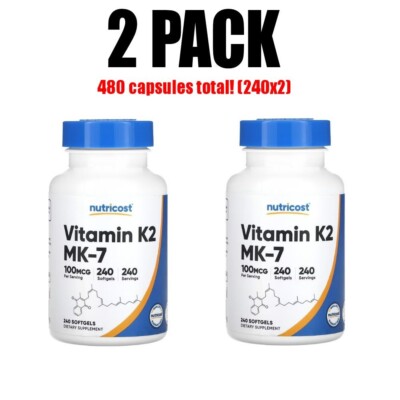 Nutricost, 2 PACK, Vitamin K2, 100 mcg, 240 Softgels each (480 total!)
