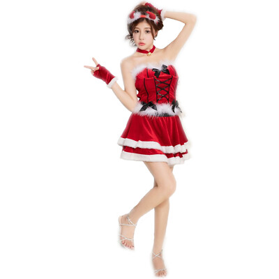 Women Cute Christmas Dress Chest Wrap Santa Outfits Costumes Birthday Party  Suit | eBay