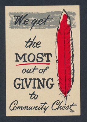 Vintage 1950s Community Chest We Get the Most Out of Giving Window Sticker Decal