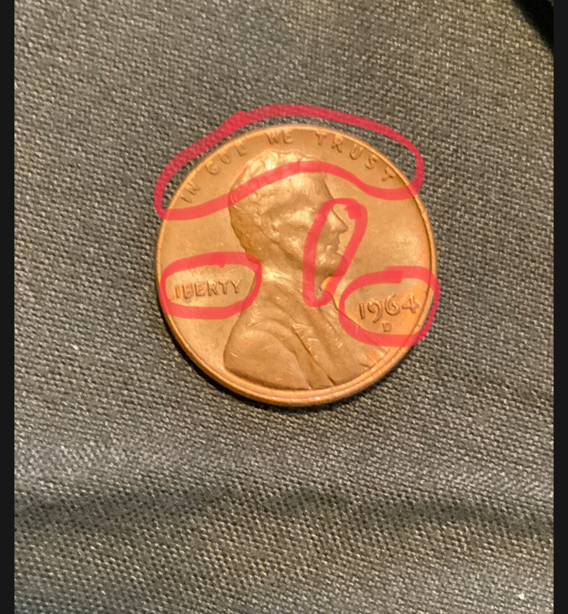 1964 D Lincoln Penny RARE — “L” Liberty on edge Error 