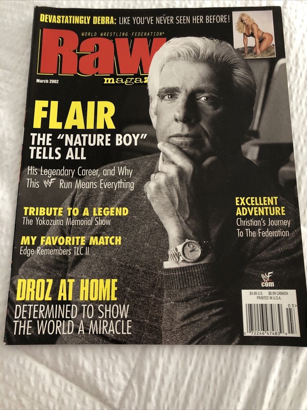MARCH 2002 WWE RAW Magazine - RIC FLAIR Cover W Poster Wwf Aew Wcw TNA