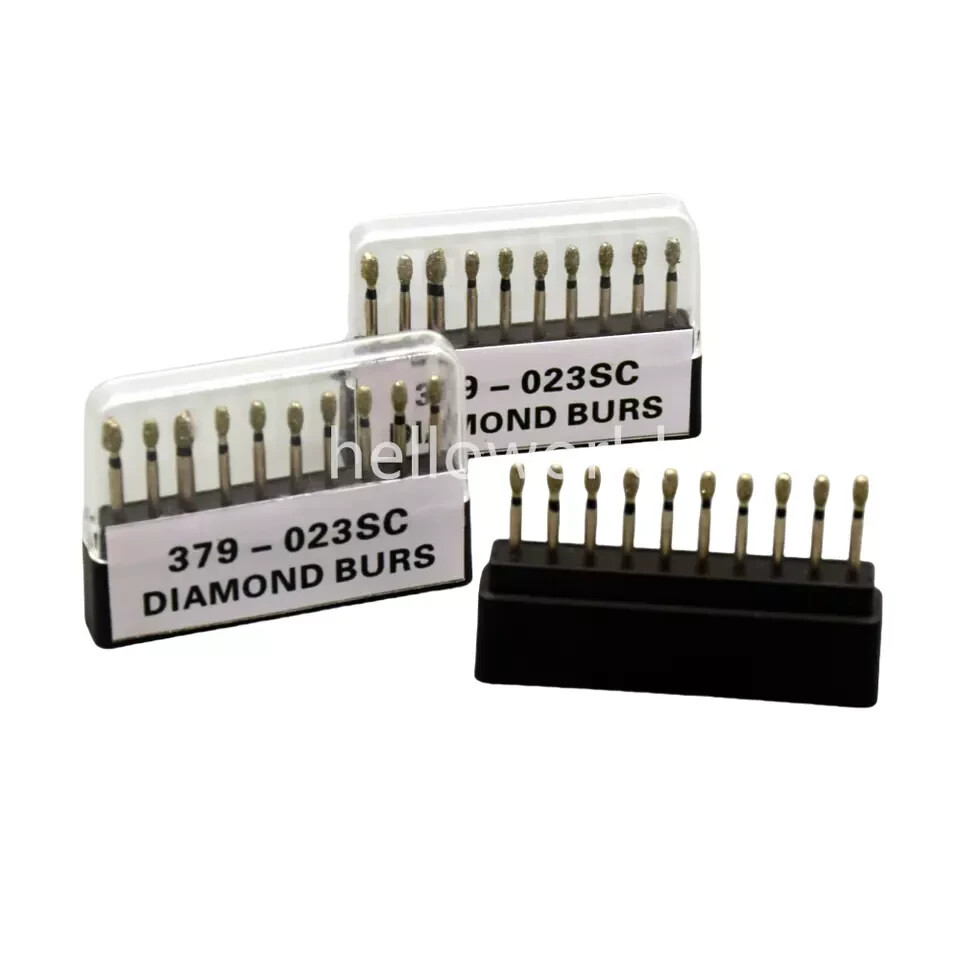 Acero Buergerianum 10 Pezzi Frese Dentali Diamantate Super Grosse 379/023SC FG Uovo - Per Alta Velocità, Colore Nero Testine Oral B 3d White - Foto 10