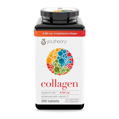 Youtheory Kollagen Vitamine | Unterstützt Haar Nagel & Haut Vitamin C | 390 Tabletten