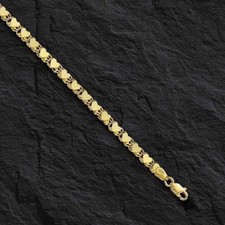 14k Yellow Gold 7" Mirror HEART Chain Link Bracelet 3mm - 2.8 grams