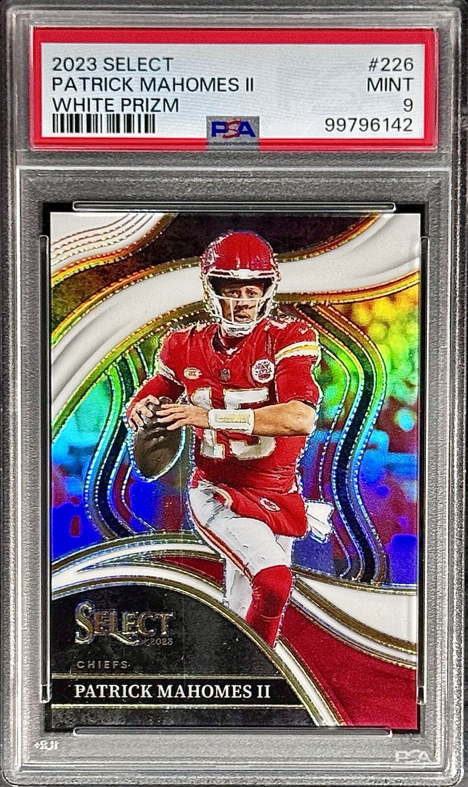 Patrick Mahomes II PSA 9 - 2023 Select #226 WHITE PRIZM /35 - Kansas City Chiefs view 3