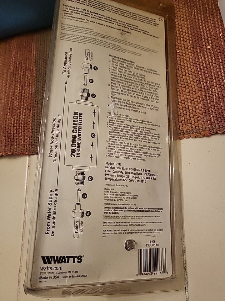 Watts IL20K 20,000 Gallon InLine Water Filter 48643220638 eBay