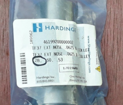 Hardinge TF37 Round Smooth Precision Machined Swiss Collet, 1-1/8 Hole