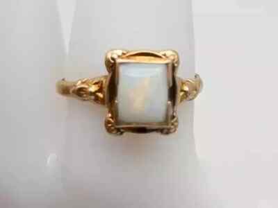 2 kt Princess Lab Created Opal Edwardian Ring 14 K Gelbgold vergoldet