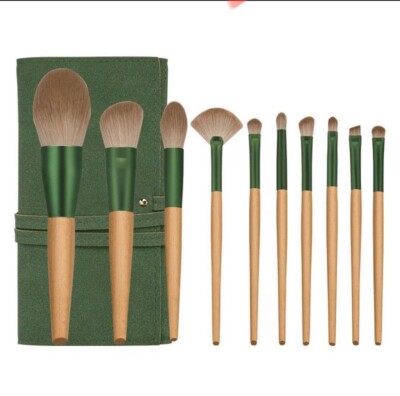 10 Stück Profi Kabuki Make up Pinsel Set Kosmetik Werkzeug mit Kosmetiktasche Etui