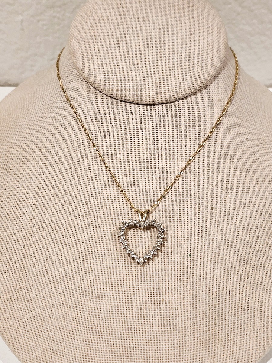 ADL 10k Yellow Gold Diamond Heart Pendant With 585 Chain Necklace
