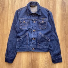 Vintage Wrangler Size 34 Blue Dark Wash 1970s Size 6-8 Denim Jacket Western