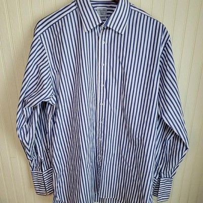 Brooks Brothers Dress Shirt Mens 16.5 34/35 Blue Stripe Classic Fit England