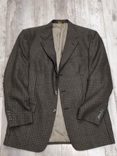 42R Men's Vintage Austin Reed Wool Blazer Checkered Brown Sport Coat 