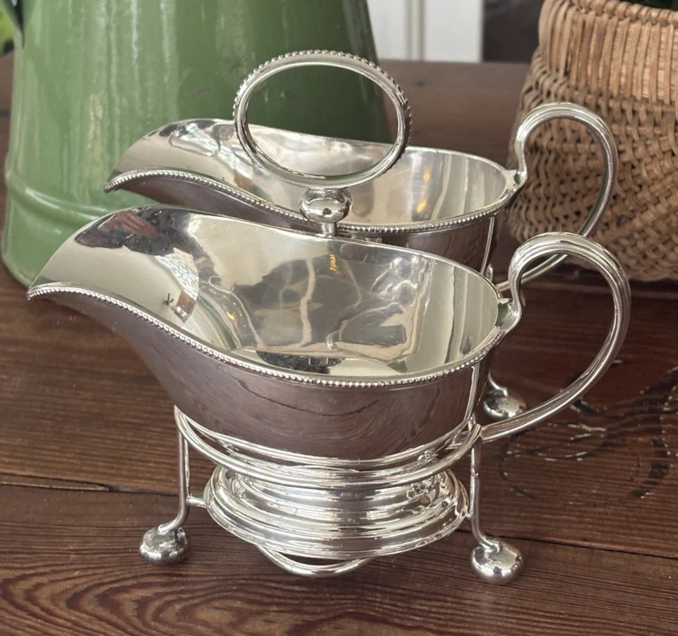 De colección Mappin Webb's Plato de Plata Doble Salsa de Salsa Barco en Soporte Sheffield Foto 2 de 4