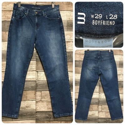 Mott & Bow Boyfriend Jeans Women s 29x28 Blue Dark Wash Denim Stretch