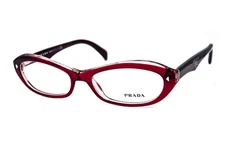 PRADA VPR 11O CAF-1O1 Crystal Red Clear small size 52/16/135 Italy Eyeglasses