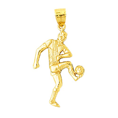 Colgante de balón de fútbol y jugador de oro 14K - Imagen 1 de 2