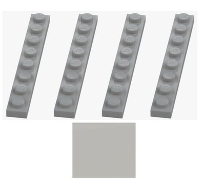 LEGO  4x Platte 1x8 Medium Stone Grey - hellgrau - 4211425 - 3460 Bauplatte