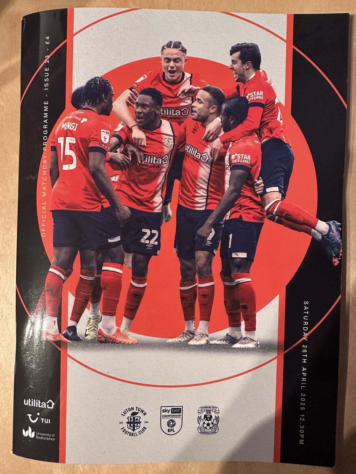 Luton Town V Coventry City Saturday 26th April 2025